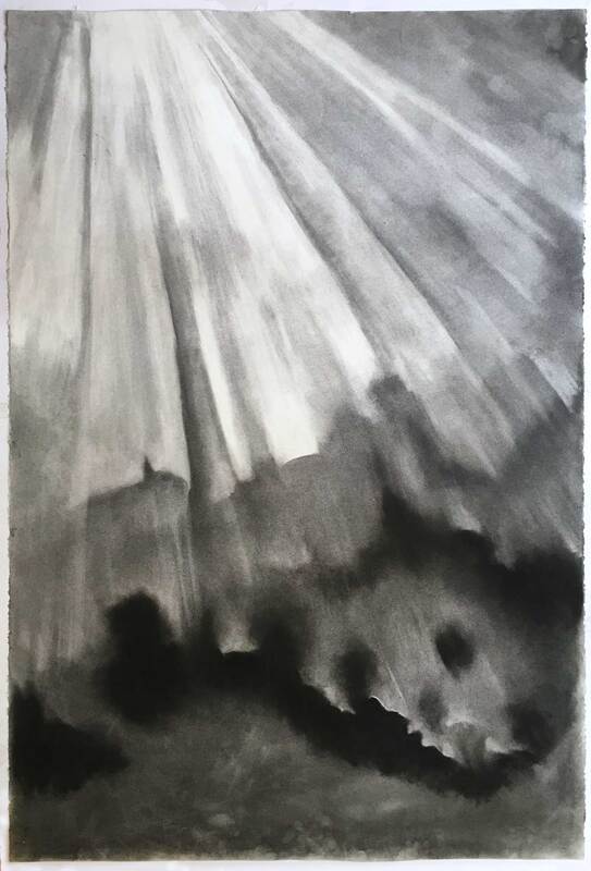 Abstract charcoal drawing, feminine
